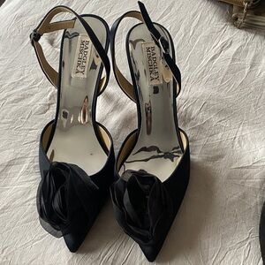 Badgley Mischka Black Heels with Floral Detail